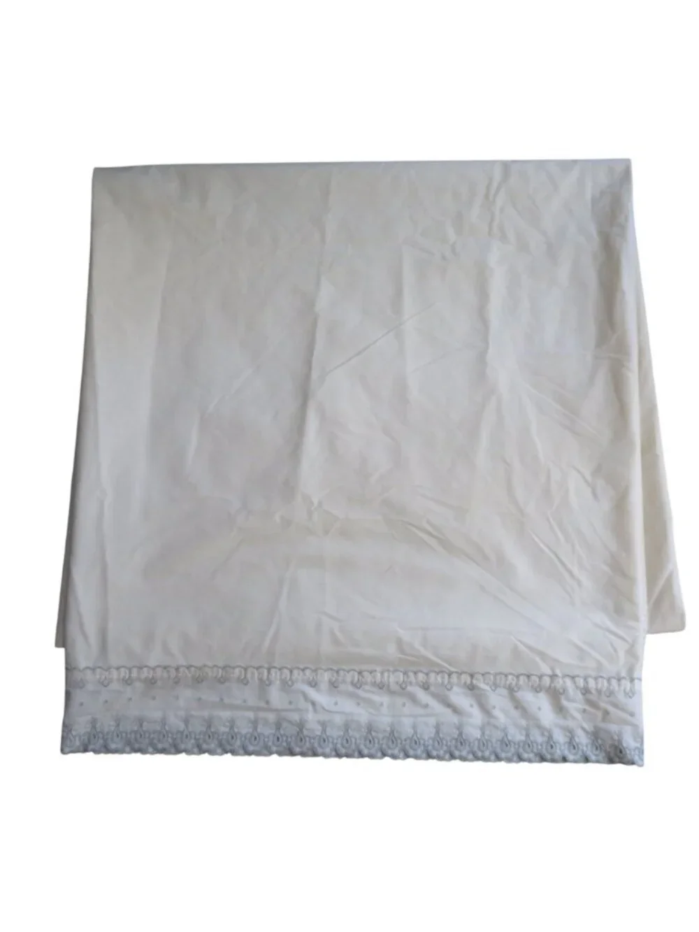 Vintage King Size Martex Beige Flat Sheet Gray Embroidered Edge Percale USA Made